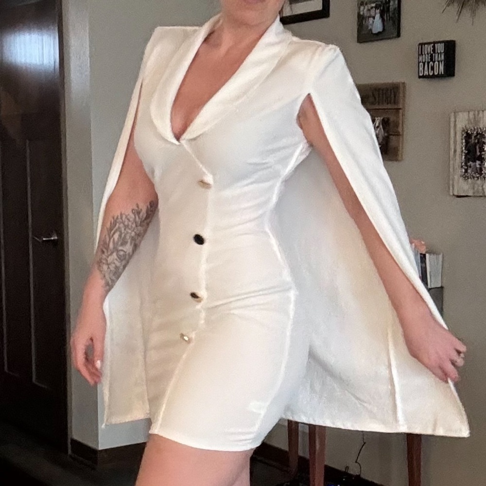 Crystal Doll White Cape Dress